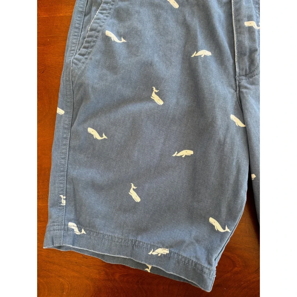 Abercrombie‎ & Fitch Mens Blue Whale Print Chino Shorts Size 32 Preppy Summer